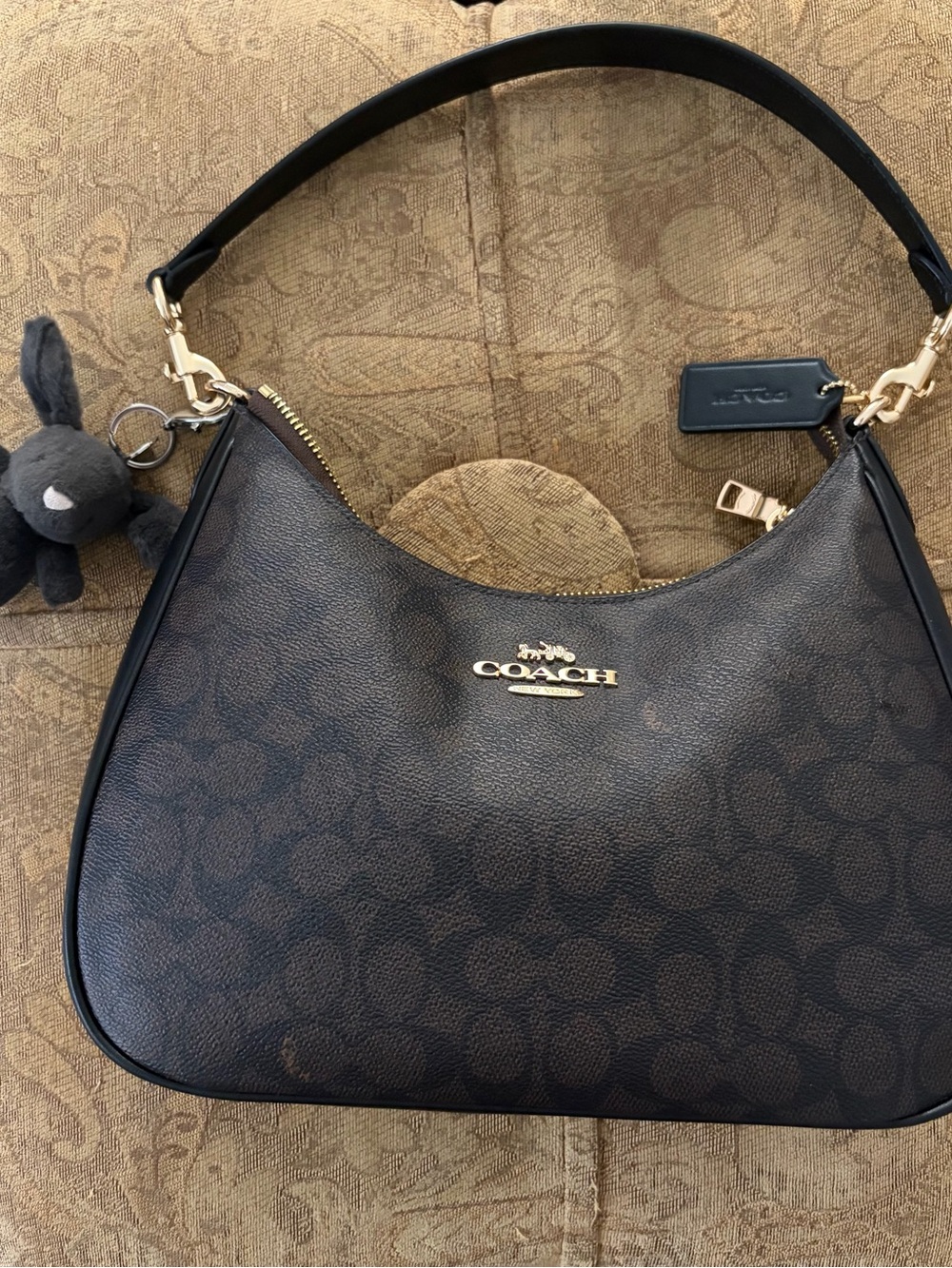 COACH Signature Brown Teri Hobo Shoulder Bag
